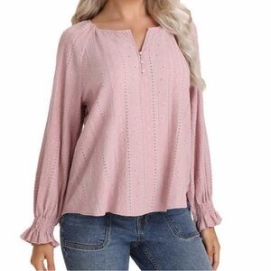 Frye Womens Textured Blouson Sleeve Blouse